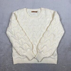 Belldini Ivory Cable Knit Sweater - Womens Medium - Acrylic Blend